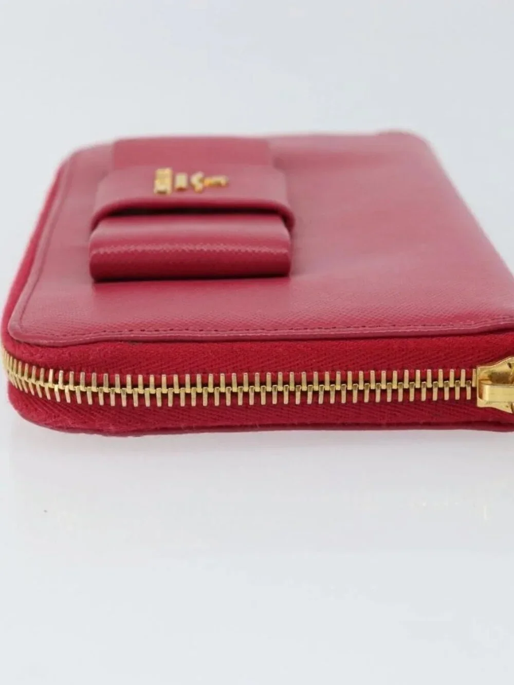 PRADA Ribbon Long Wallet Safiano leather Pink Gold